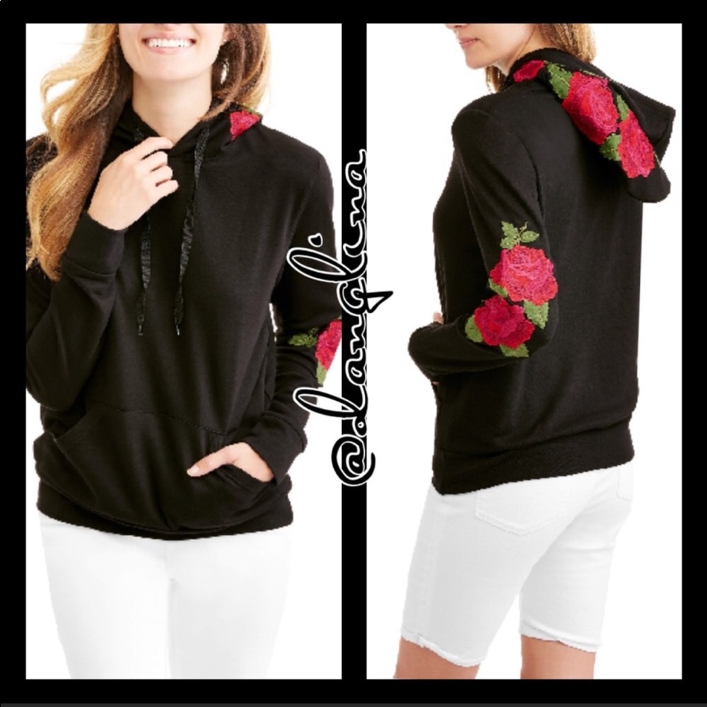 Rose embroidered hoodie